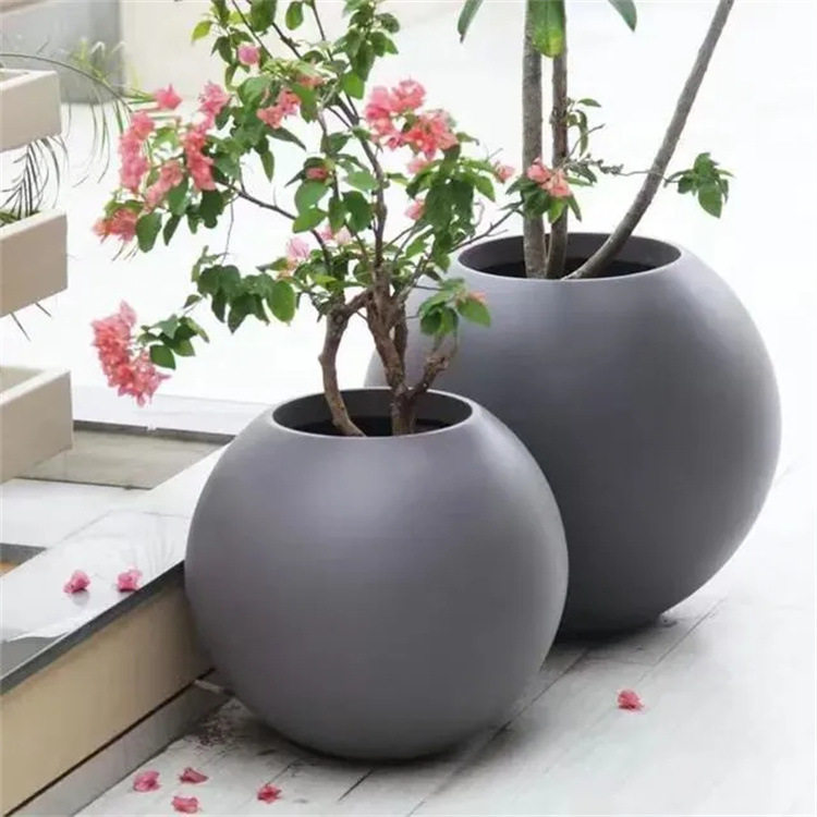 圆球圆形水泥花盆北欧风家居简约绿植盆栽容器几何落地装饰摆件