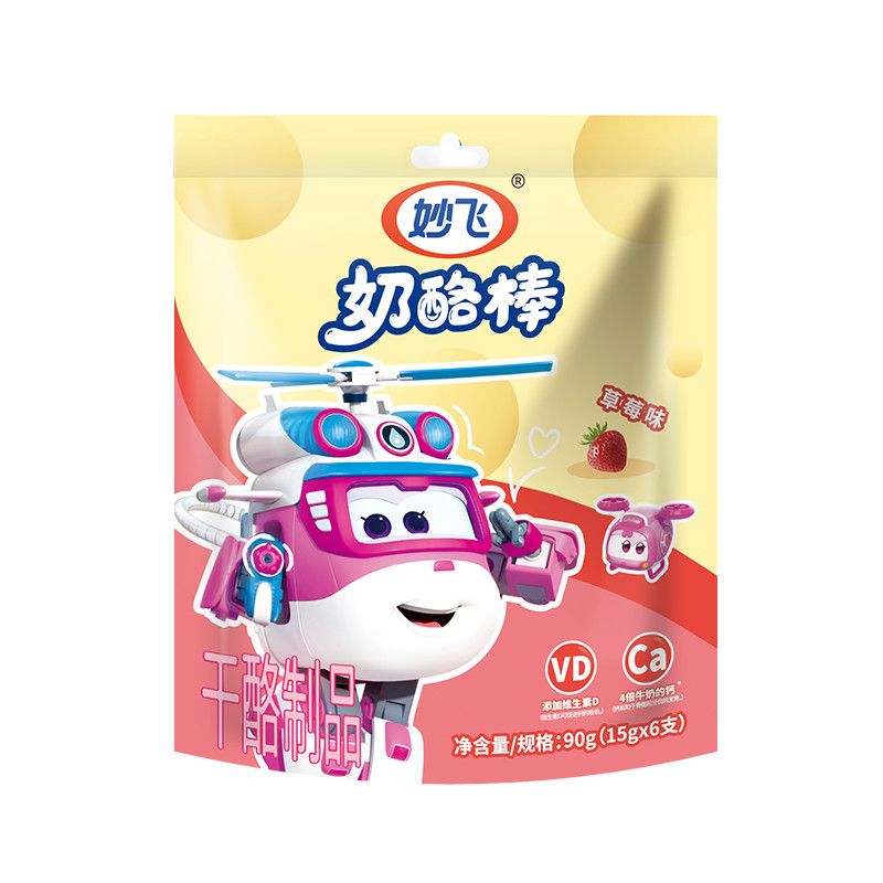 妙飞星钙力奶酪棒1袋5支 原味/草莓味 高钙VAVD益生菌 休闲即食