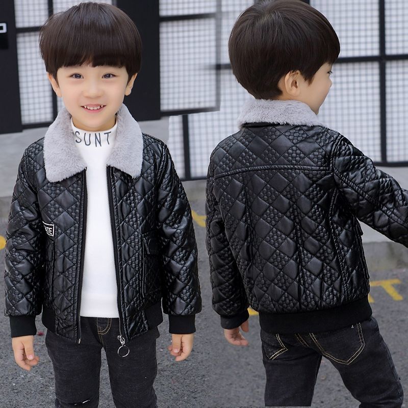 童装男童皮衣外套冬款韩版加绒加厚中大童小孩上衣春秋季皮夹克潮