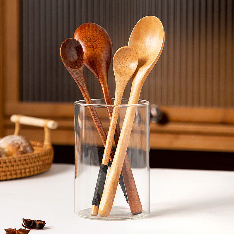 大号木勺子长柄防烫韩式蜂蜜勺吃饭用木制家用小汤勺汤匙无漆无蜡