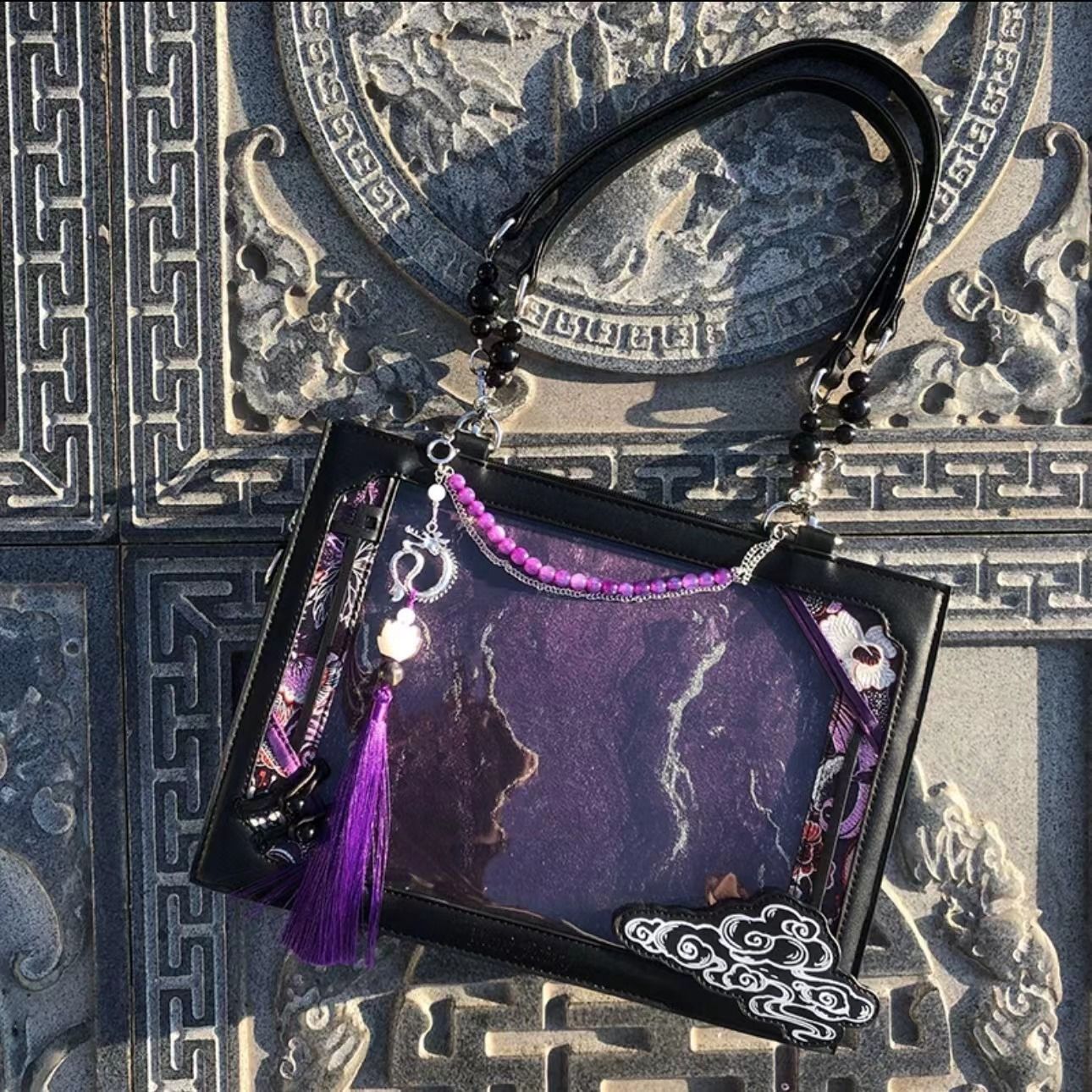 原创国风痛包飞龙在天古风新中式托特包手提单肩斜挎痛包谷美