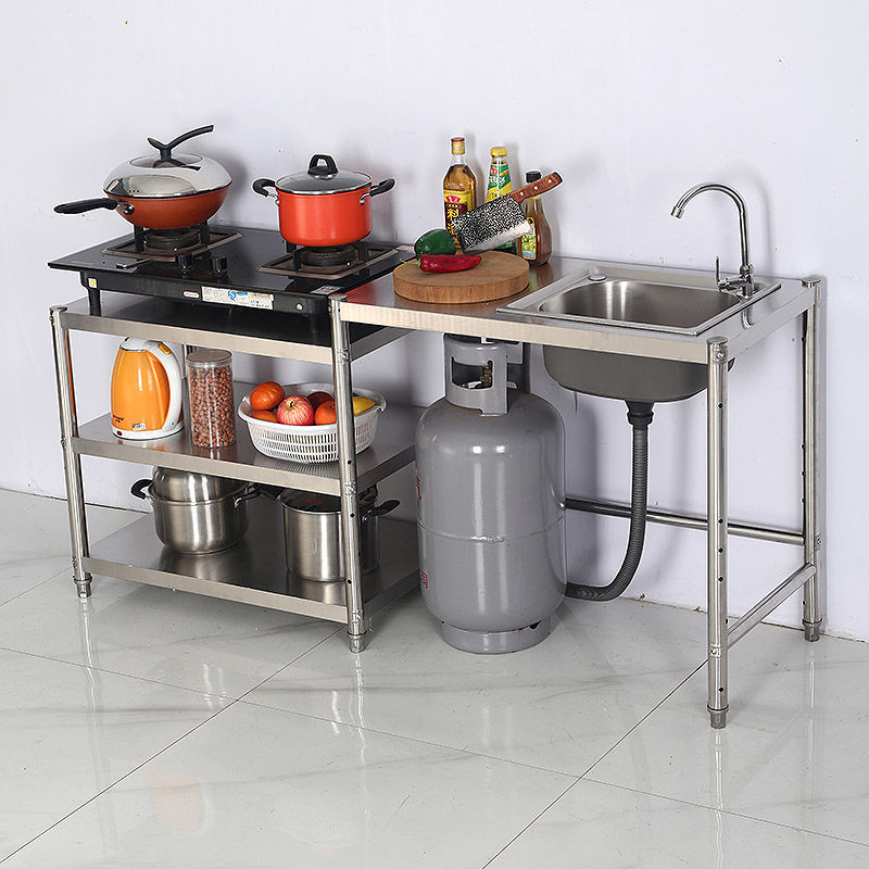 水槽水池不锈钢洗菜池灶台架出租屋简易灶台煤气罐置物架灶台架子