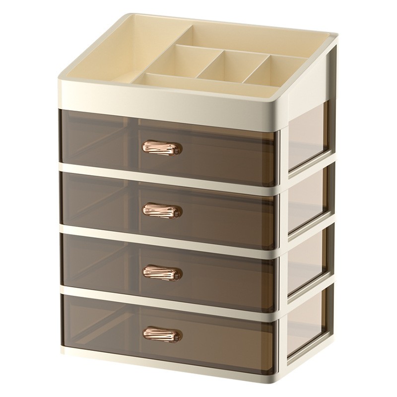 桌面整理收纳盒抽屉式宿舍防尘书桌家用大容量梳妆台化妆品收纳盒