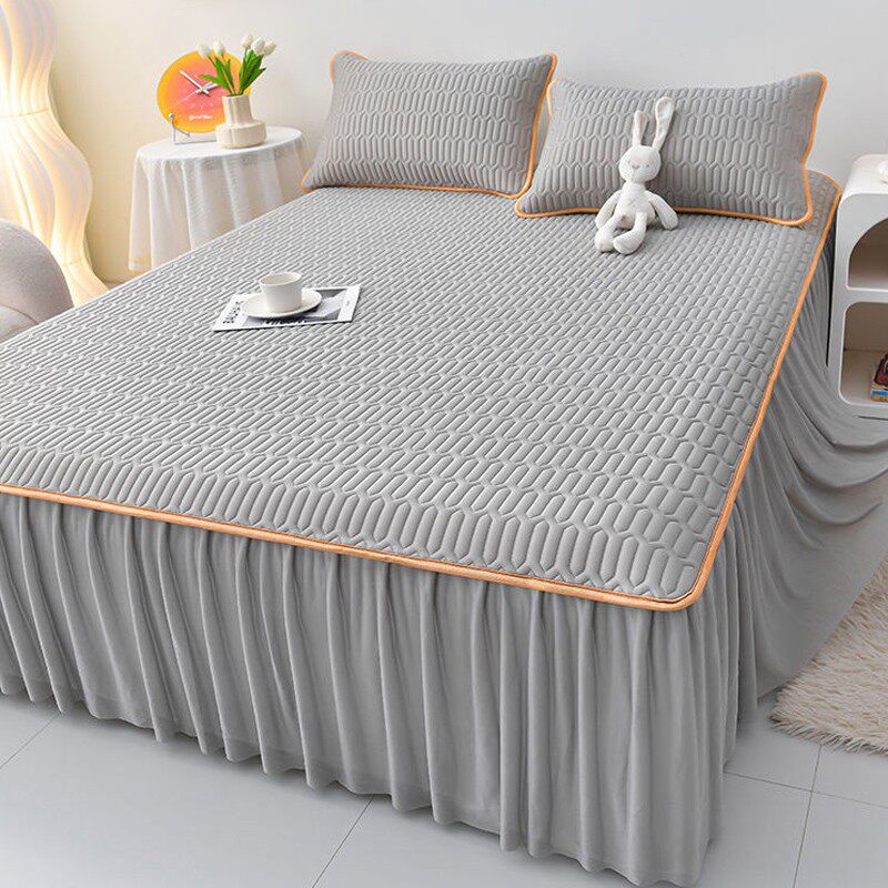 乳胶凉席三件套公主风床裙款夏季冰丝空调席可水洗折叠床盖软席子,床上用品,乳胶席,淘宝优惠券,粉丝福利购,淘宝优惠卷