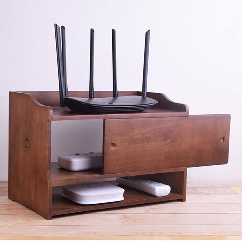 wifi收纳盒实木路由器收纳盒电视机顶盒网线无线卧室客厅桌面木质
