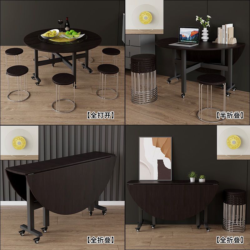 折叠饭桌客厅2025新款蝴蝶桌子折叠餐桌家用小户型圆形客厅多功能