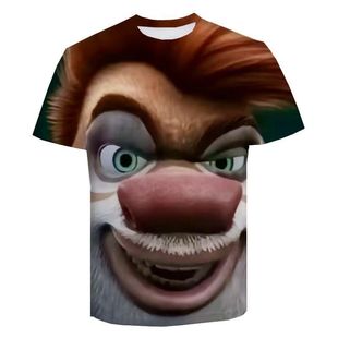 猎奇搞笑衣服夏季热销 搞怪熊大熊二表情包 t恤中小学生青少年3D