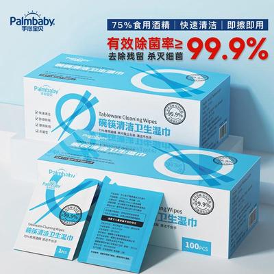 手心宝贝碗筷清洁湿巾一次性便携湿巾杀菌卫生露营酒精婴儿