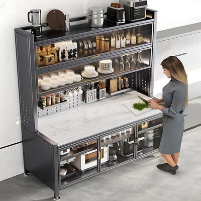 新款2025多功能餐边柜靠墙一体柜防尘厨房碗柜收纳柜厨房置物架