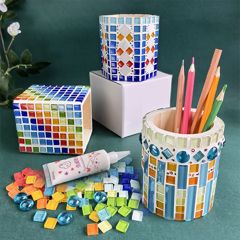 马赛克笔筒材料包手工diy 创意儿童益智 小学活动手工礼物DIY笔盒