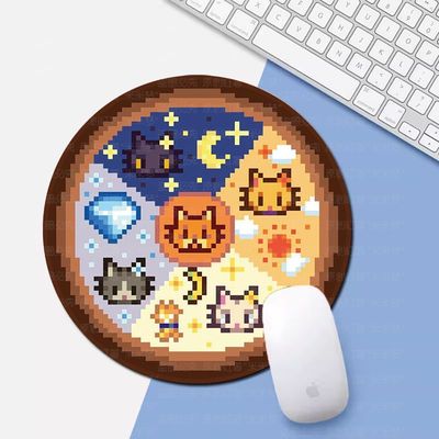 星露谷鼠标垫小猫时钟物语周边像素风表盘可爱猫咪锁边圆形