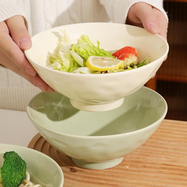 2025新款奶油风斗笠面碗日式拉面家用汤碗陶瓷泡面碗高颜值吃面碗