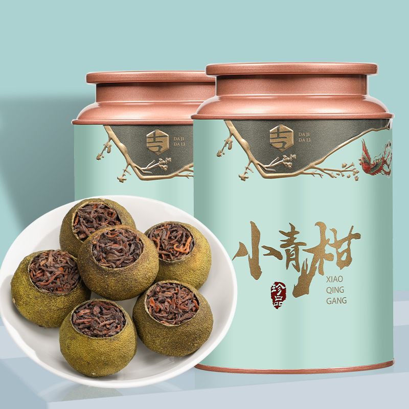新会小青柑茶叶陈皮10年普洱熟茶浓香型柑普小柑橘罐装送礼