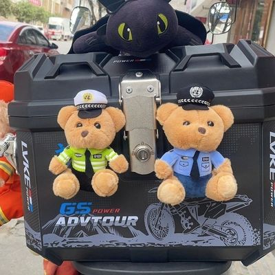 交巡警小熊小号交汽车尾部挂件玩偶可爱卡通后备箱摆件车外装饰品