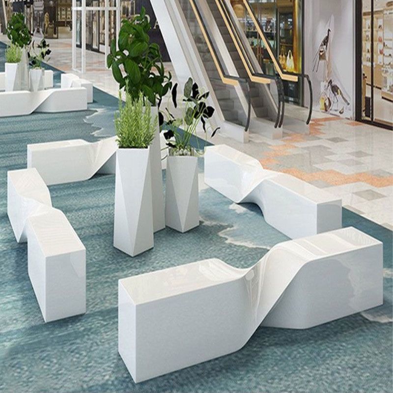 玻璃钢麻花座椅商业广场休息长椅公园购物中心公共区等候休闲坐凳