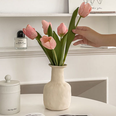 提升幸福感家居好物ns风仿真花卧室花瓶加郁金香假花摆设餐桌客