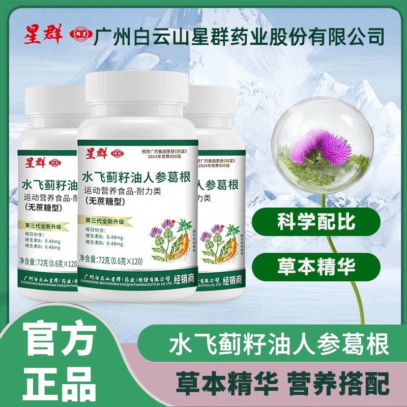 到手360片吃1年量 广州白云星群水飞蓟人参葛根片120片/瓶