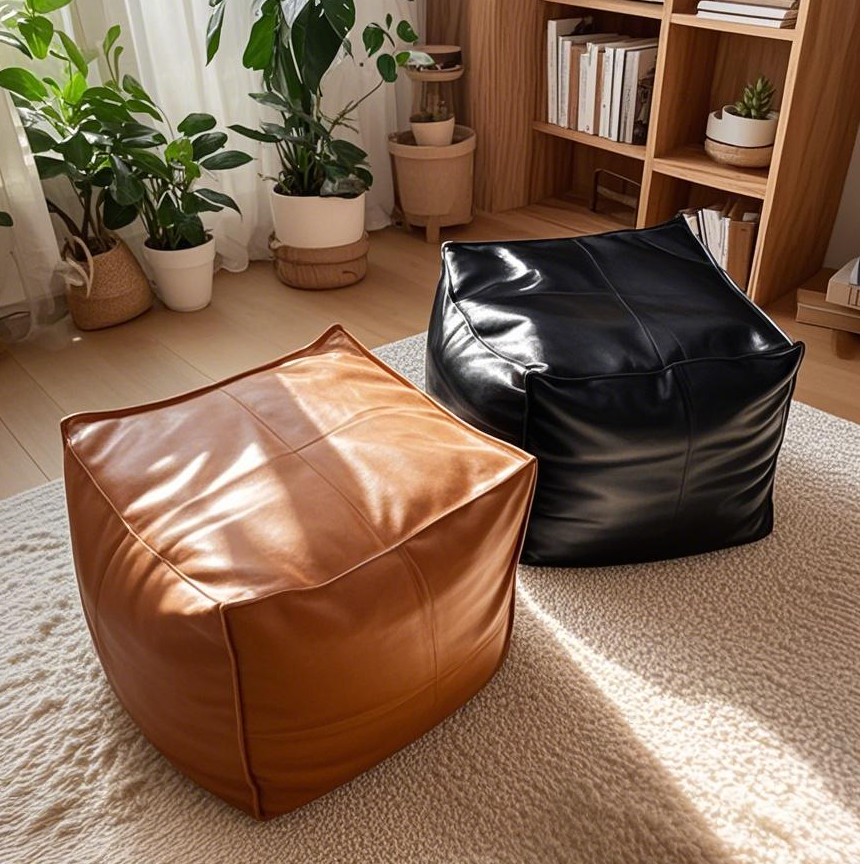 大号懒人沙发收纳袋换鞋凳旧衣服收纳坐墩蒲团沙发脚凳皮墩坐垫