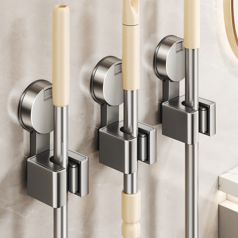 吸盘拖把夹免打孔拖把夹壁挂神器扫把挂钩卫生间收纳拖把收纳架