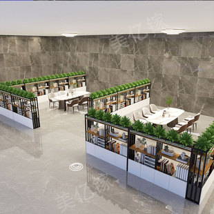 办公室屏风工位隔断装饰矮柜餐厅卡座花架铁艺绿植围栏栅栏置物架