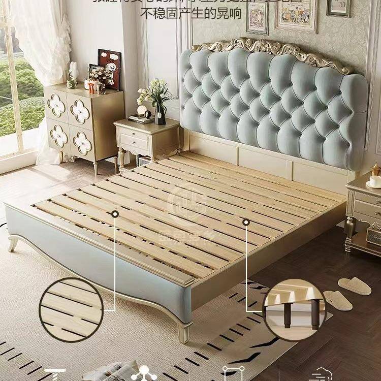 美式轻奢实木床欧式双人1.8轻奢实轻奢1.5双人床主卧现代简约公主