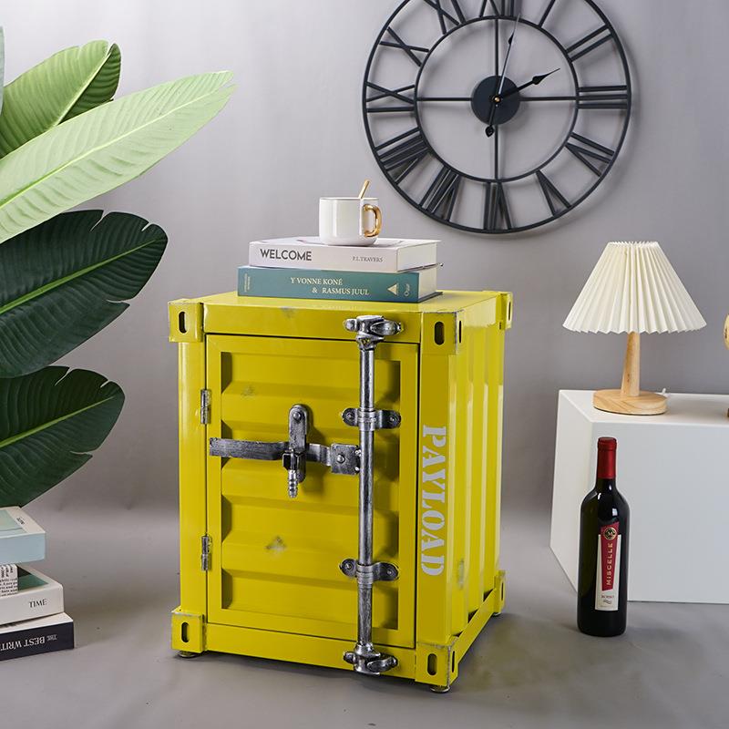 一体复古集装箱铁艺床头柜工业风金属收纳柜复古卧室铁皮柜子家具