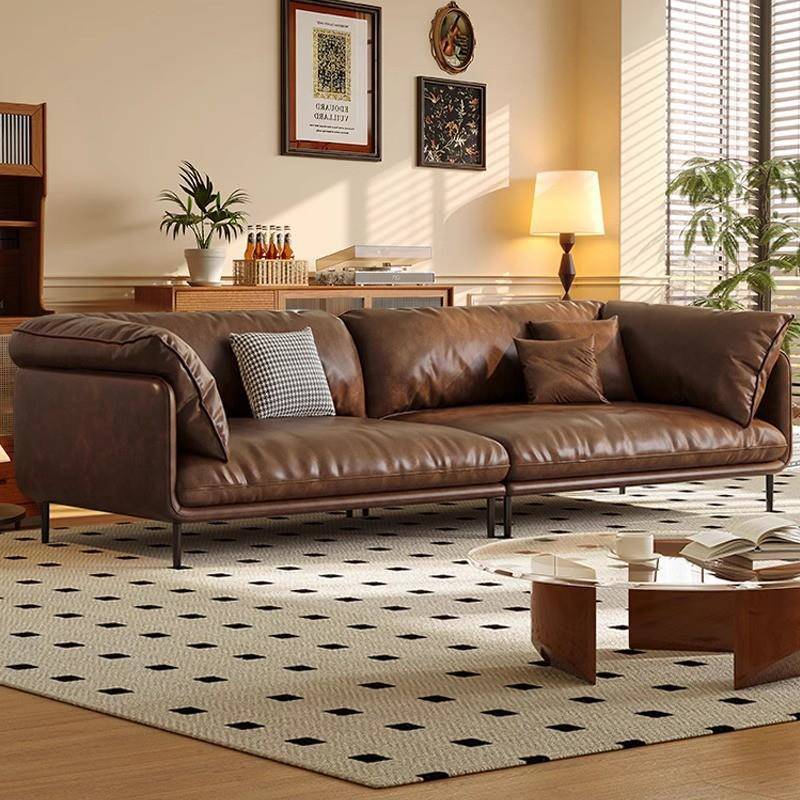 直销复古油蜡皮HUG怀抱沙发客厅小户型新款中古风真皮沙发