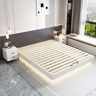 悬浮榻榻米床架子排骨架简约现代不带床头的双人全实木小户型床架