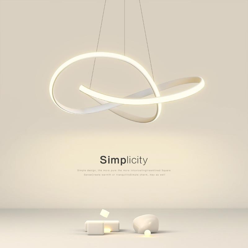 餐厅吊灯简约现代家用卧室灯具网红餐桌饭厅吧台圆环形极简led灯