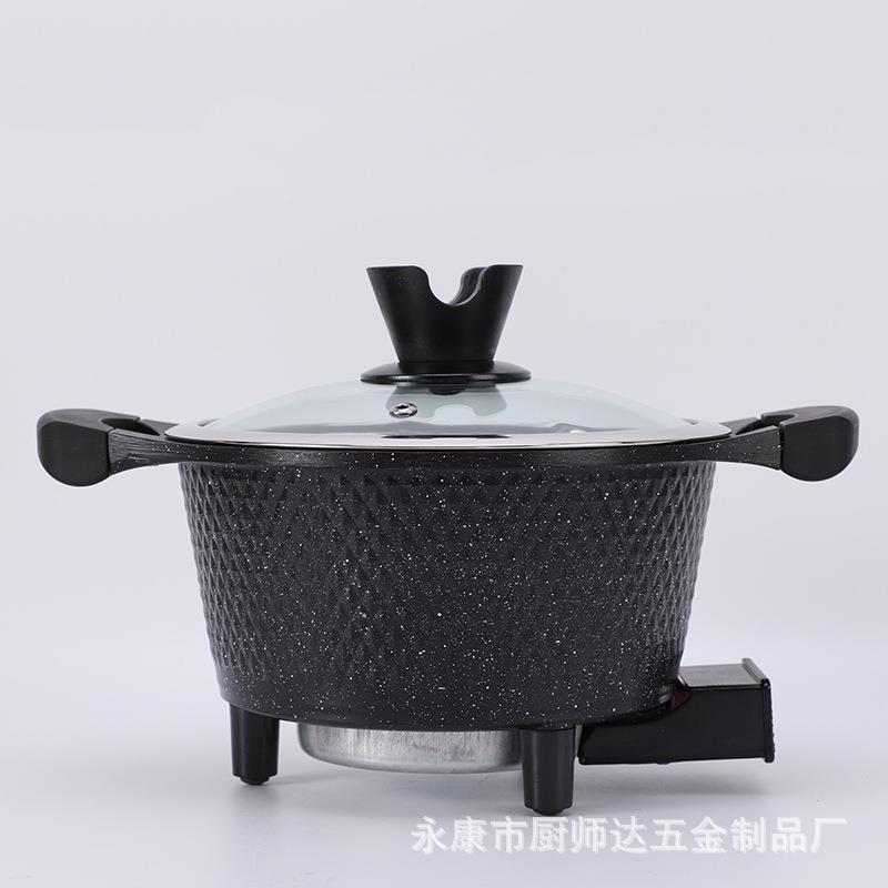 高档家用式双耳无油烟不粘小火锅韩式迷你型麦饭石学生宿舍电火锅
