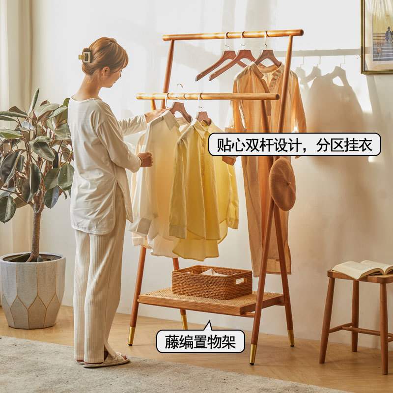简易衣帽架落地创意现代简约卧室实木挂衣架衣帽间置物挂衣架