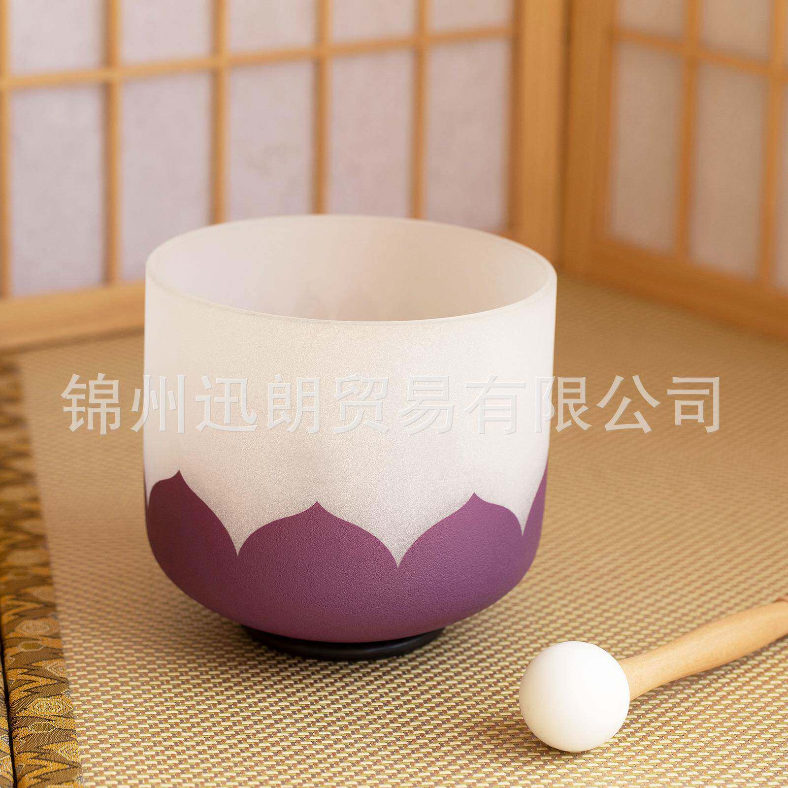 6英寸紫色莲花水晶歌唱碗颂钵水晶音乐钵瑜伽静心减压打击乐器