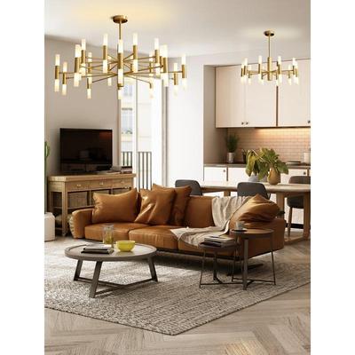 广东中山灯具大全简约现代感轻奢全铜客厅主灯别墅复式楼吊灯家用