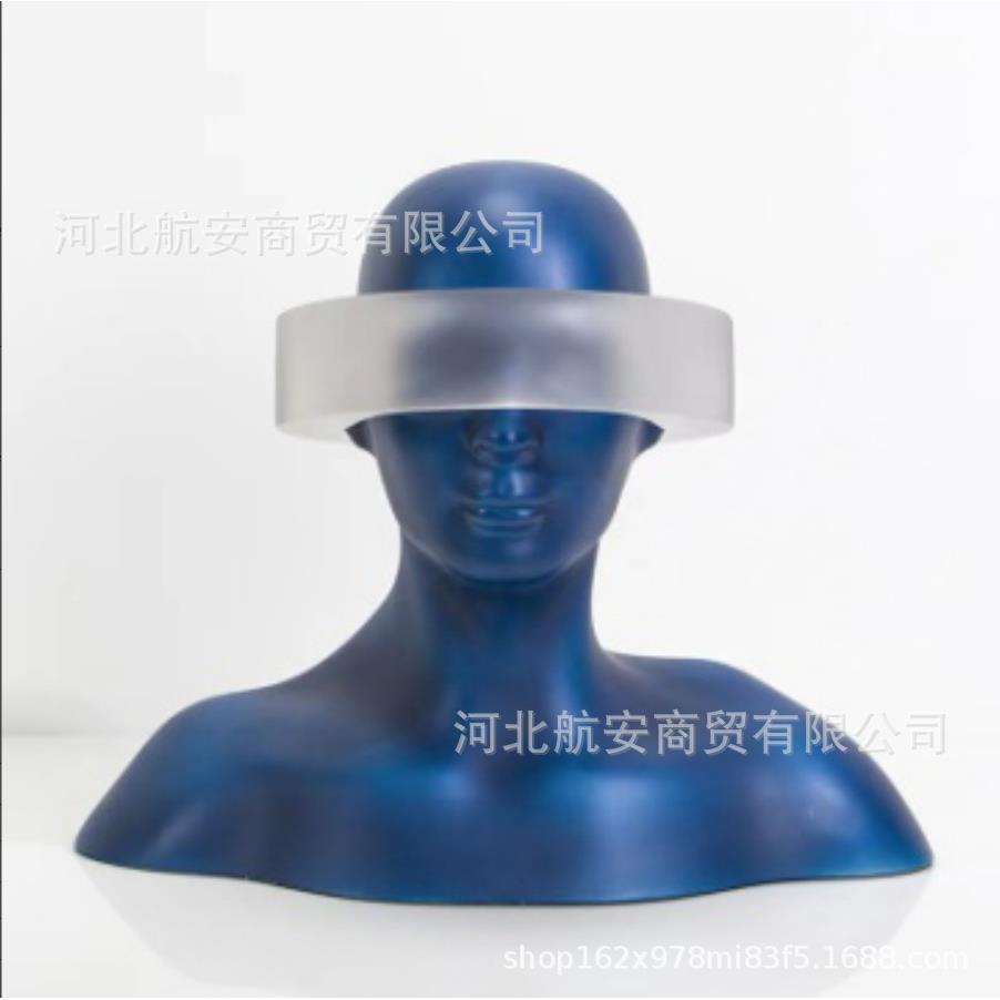 现代简约创意蓝色树脂人摆件样板房售楼处桌面软装饰品雕塑工艺品