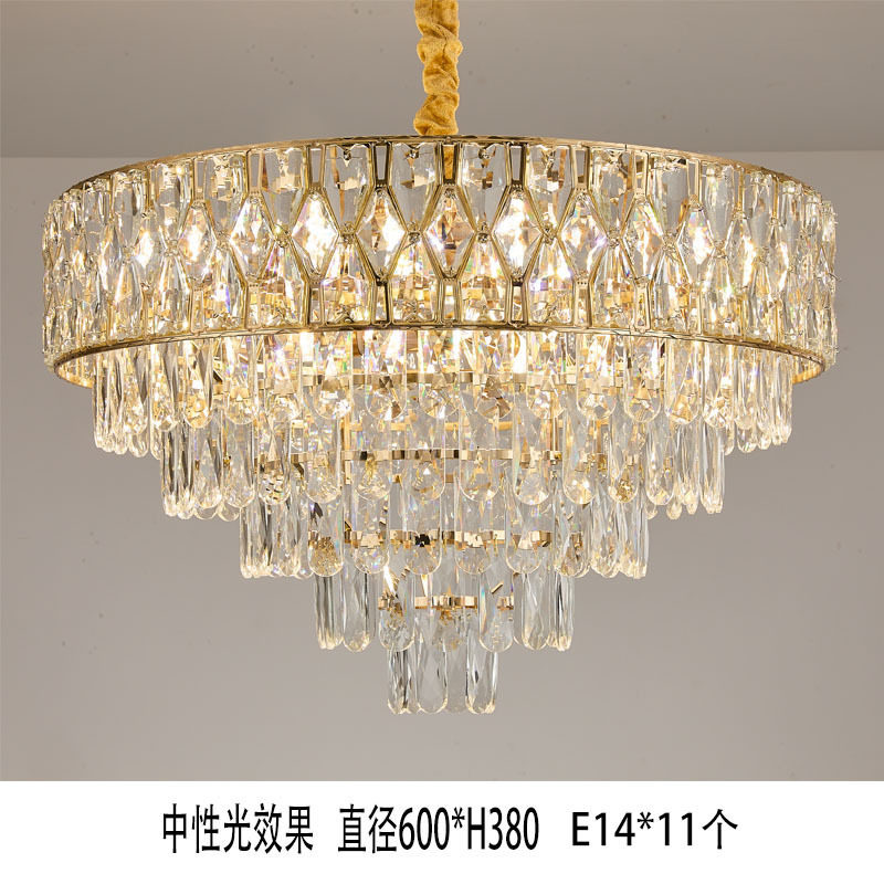 高档水晶吊灯客厅灯大厅主灯铁艺枝形吊灯三头餐桌灯轻奢过道灯具