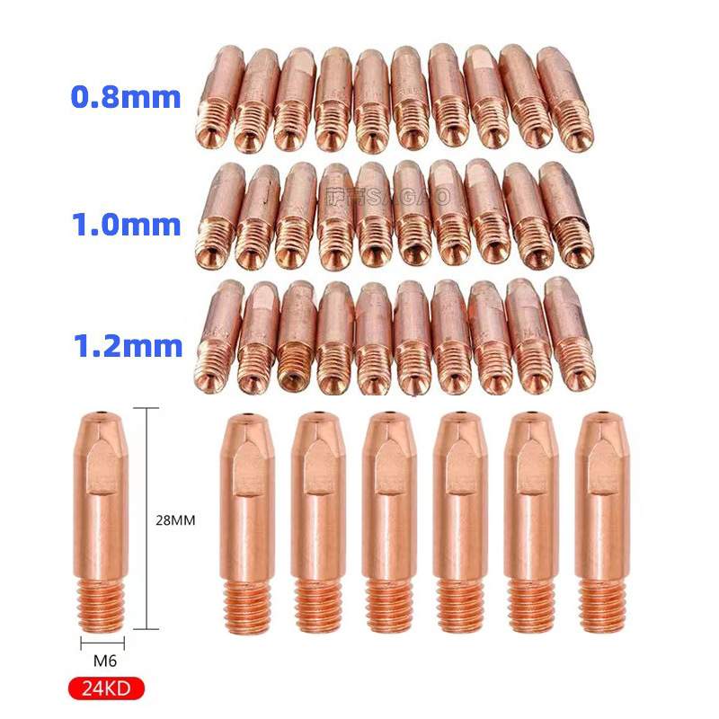 MB24KD导电嘴24KD保护套M6导电咀28mm气保焊枪MIG配件60PCS