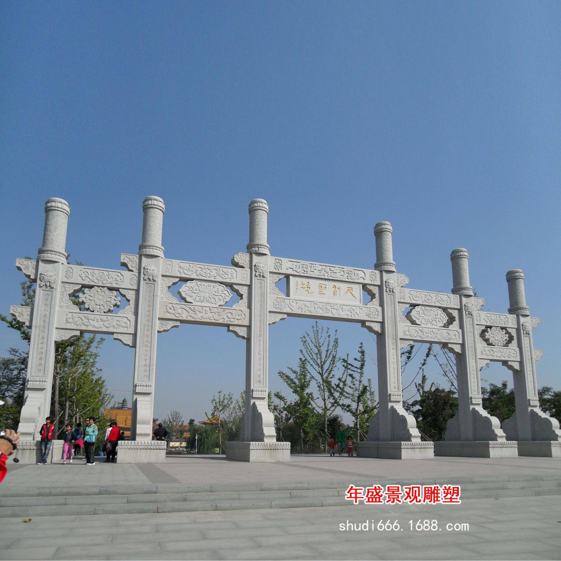 中式仿古石牌坊美丽乡村建设摆件石头大门景区石雕牌楼园林门楼