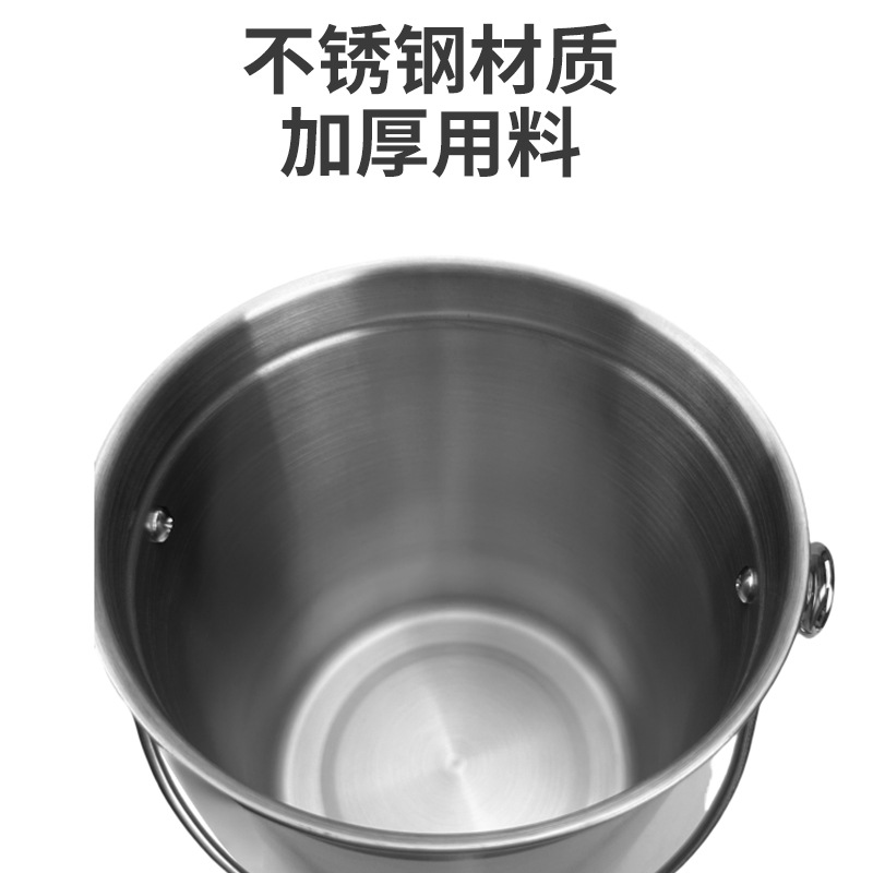 厨房5L直纹不锈钢桶 家用收纳厨余桶堆肥桶带盖 酒店果皮垃圾