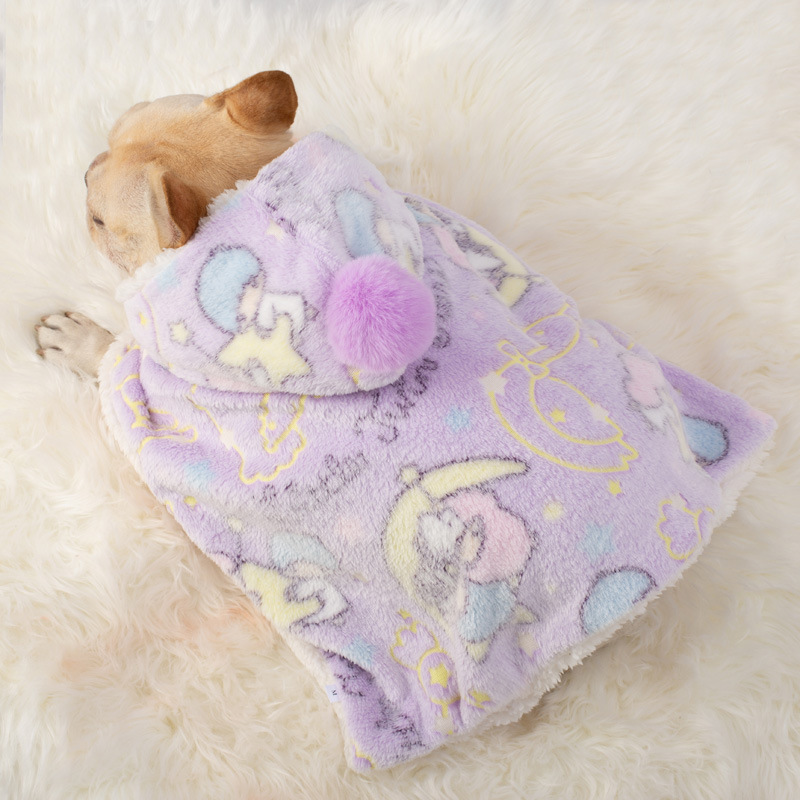 狗狗披风睡袍保暖秋冬被子法斗柯基比熊披肩夜光斗篷毛毯宠物衣服