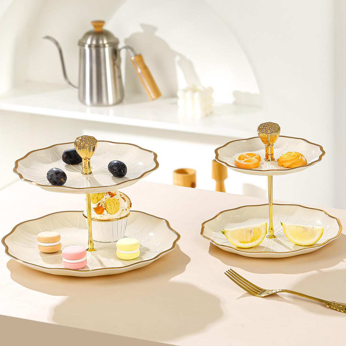 轻奢多层水果盘客厅茶几家用盘果盘前台摆放甜品台摆件点心糖果盘