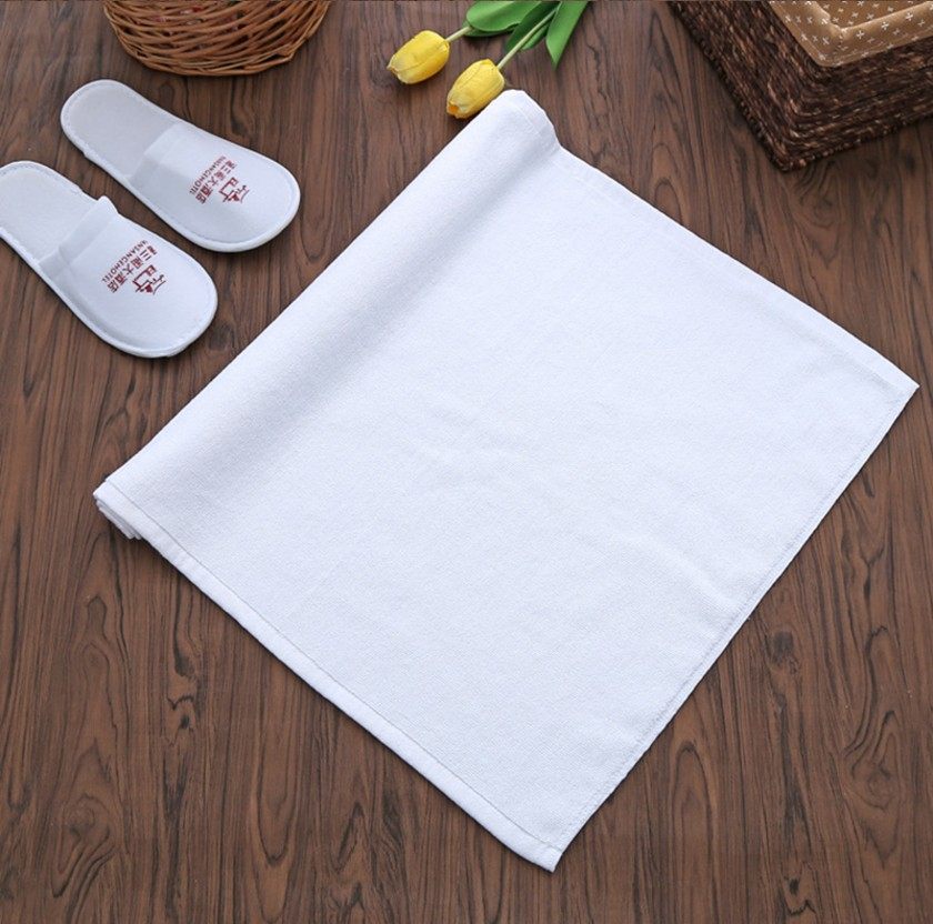 酒店宾馆专用全棉平织地巾白色纯棉地垫防滑吸水卫浴脚垫可绣logo