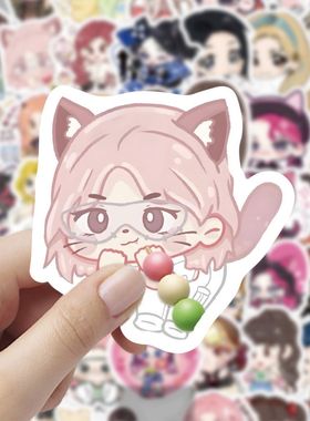 120张Q版可爱女团ITZY贴纸卡通趣味个性创意装饰桌面手机贴画防水