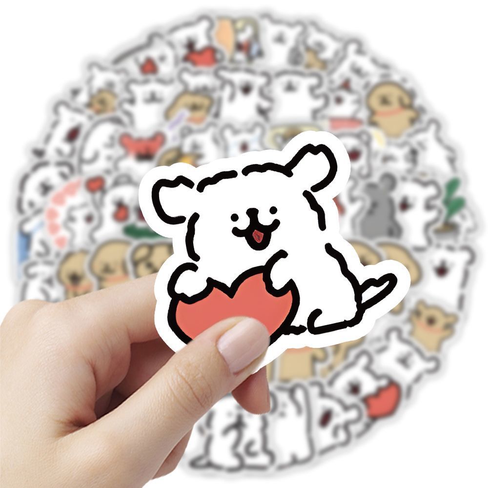 240张线条小狗贴纸卡通可爱马尔济斯装饰桌面手机手账diy防水贴画