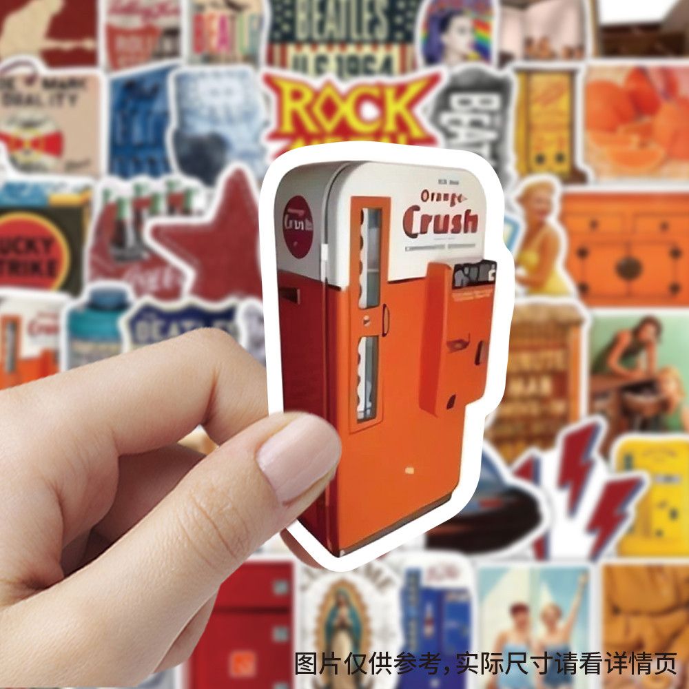 爆款美式复古素材贴纸创意ins装饰手机水杯笔记本行李箱防水贴画