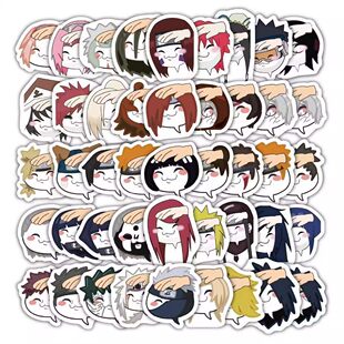 60张火影忍者摸头贴纸卡通动漫人物装饰手机壳笔记本电脑防水贴画