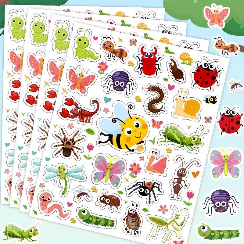卡通昆虫贴纸可爱蜜蜂蜻蜓七星瓢虫昆虫贴画幼儿园儿童趣味奖励贴