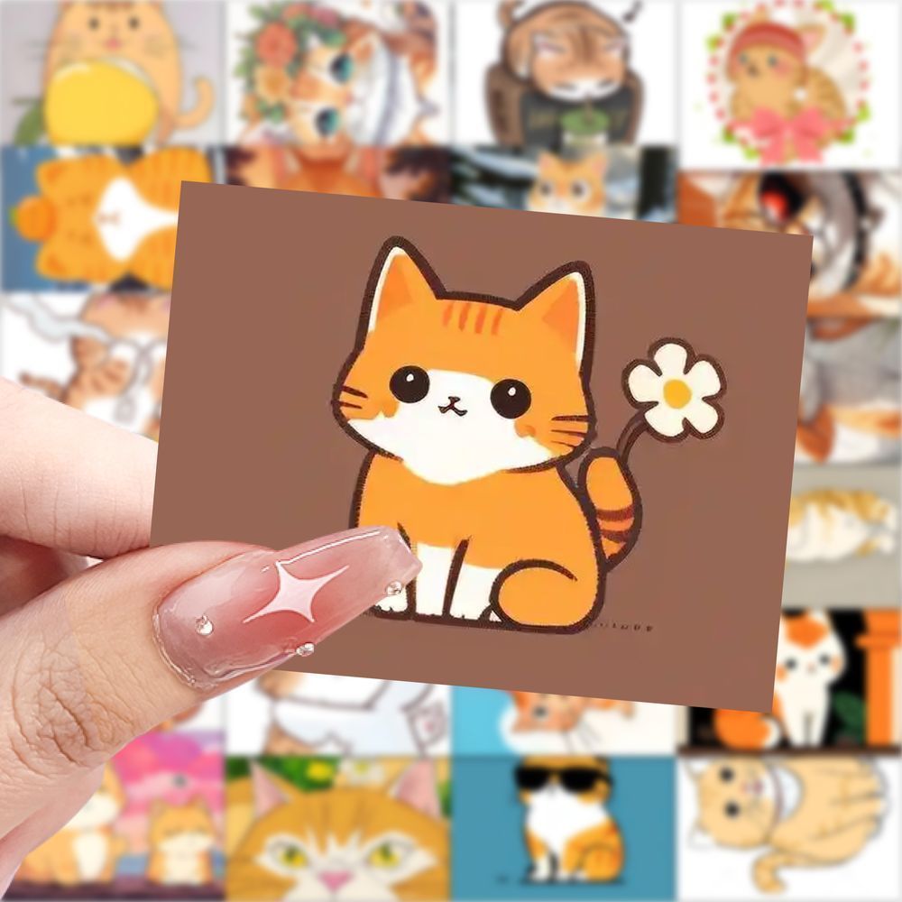 爆款橘猫贴纸可爱呆萌小动物装饰水杯笔记本行李箱手机防水贴画