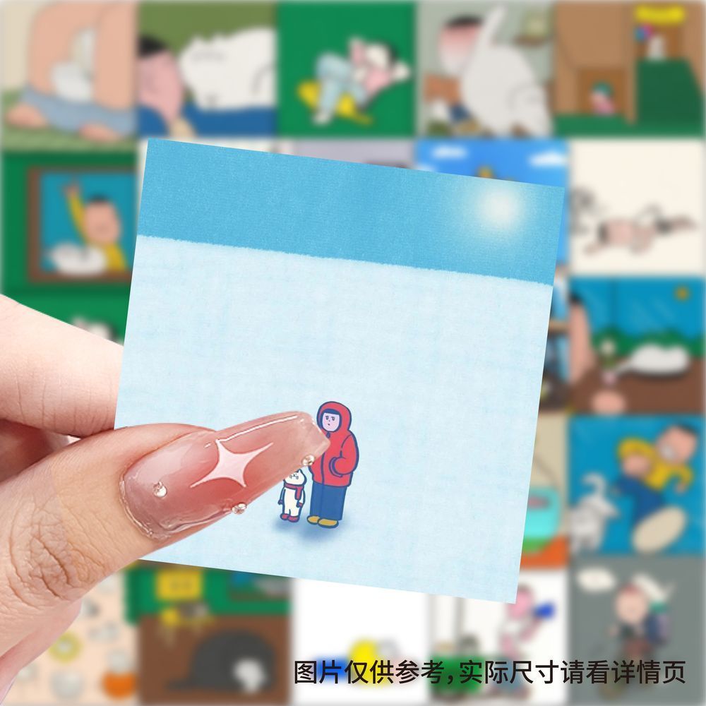 gomatsu卡通插画贴纸简约可爱治愈桌面手机手账装饰贴画防水