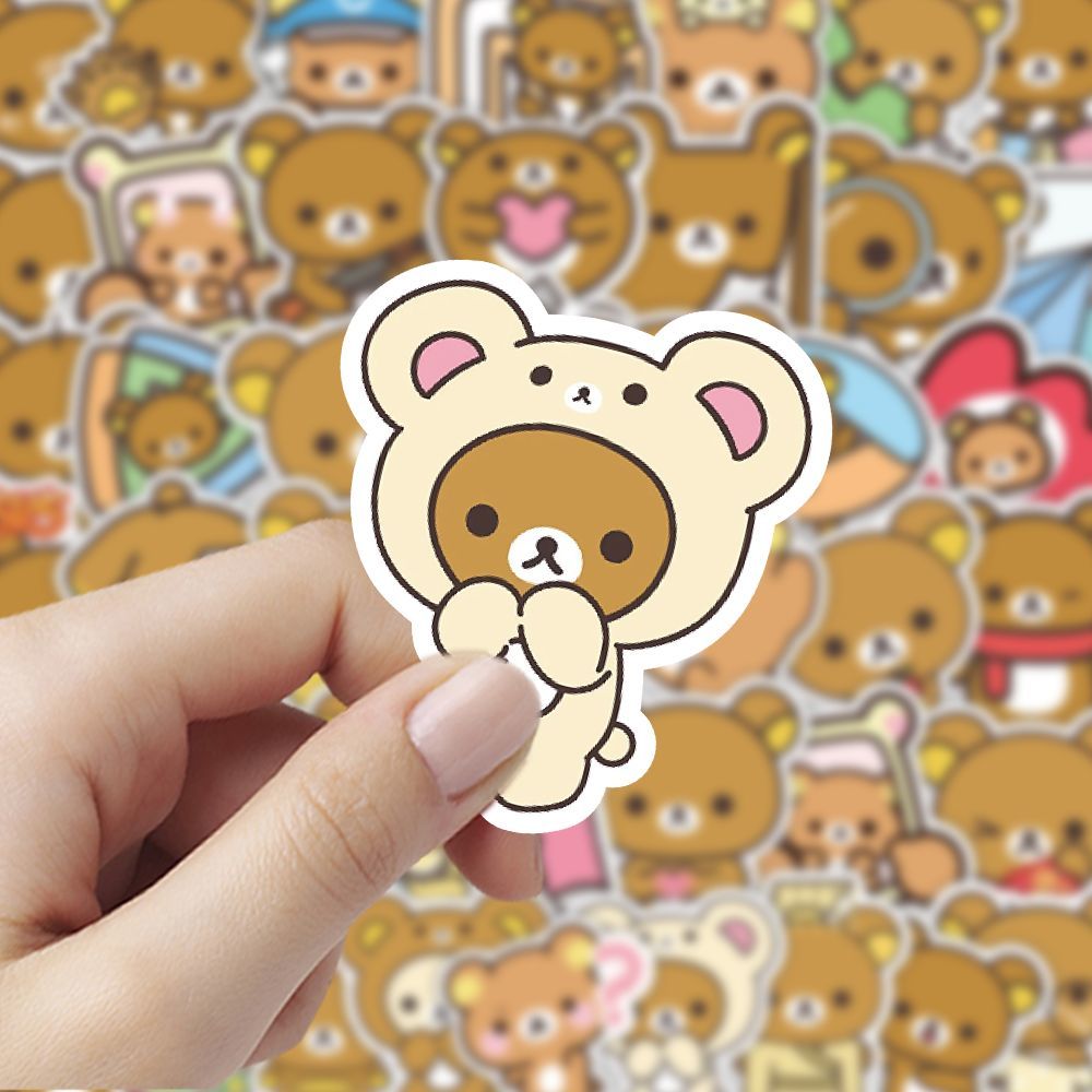 180张轻松熊可爱动物ins素材贴纸卡通笔记本贴画手机手账创意贴纸