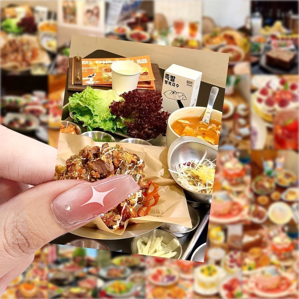 188张创意写实食物食谱贴纸美食ins装饰手机桌面diy手账防水贴画